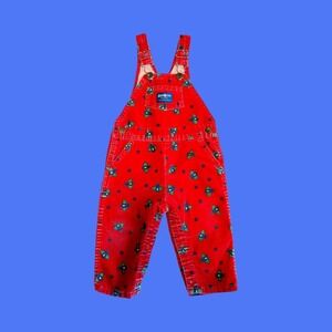 Vintage Oshkosh BGosh Corduroy Airplane Vestback Overalls, Size 24 Months